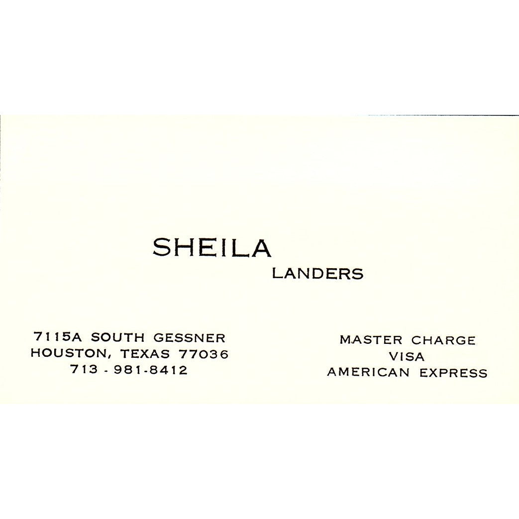 Sheila Landers Artist Houston TX Vintage Business Card SE3-B11