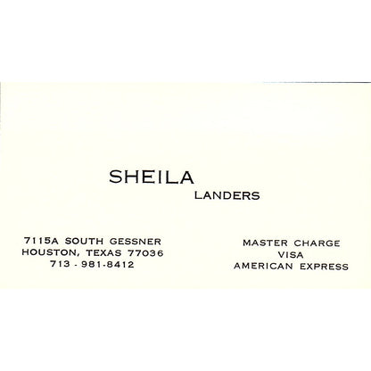 Sheila Landers Artist Houston TX Vintage Business Card SE3-B11