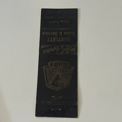 Bartlett Ford Sales & Service Brookston IN Vintage Matchbook Cover MB8-6