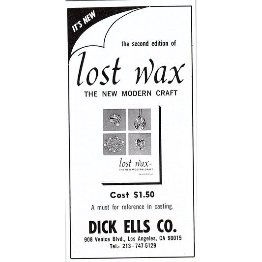 Dick Ells Co Lost Wax Los Angeles CA 1972 Ad AF8-M3