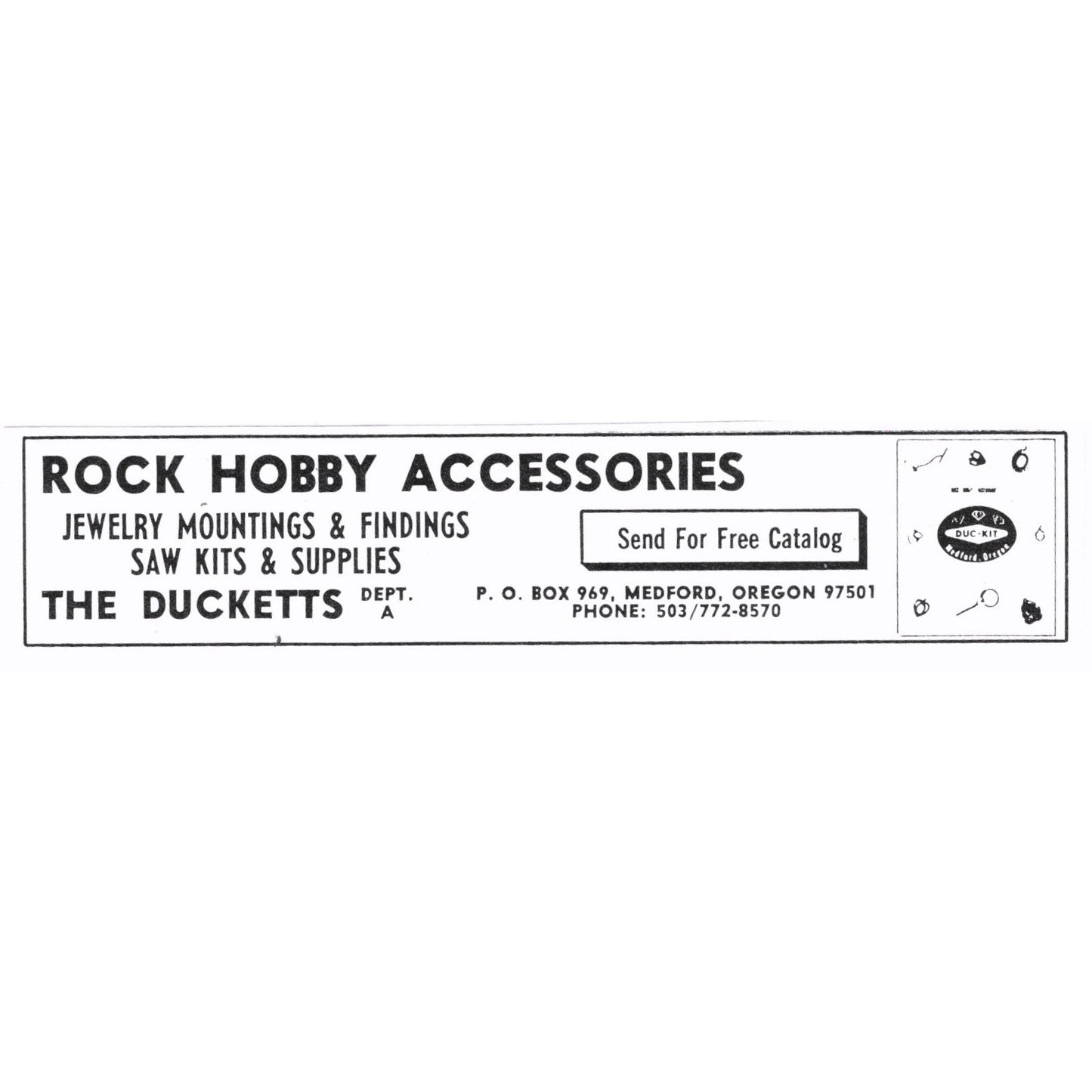 The Ducketts Rock Hobby Accessories Medford Oregon 1972 Ad AF8-M4