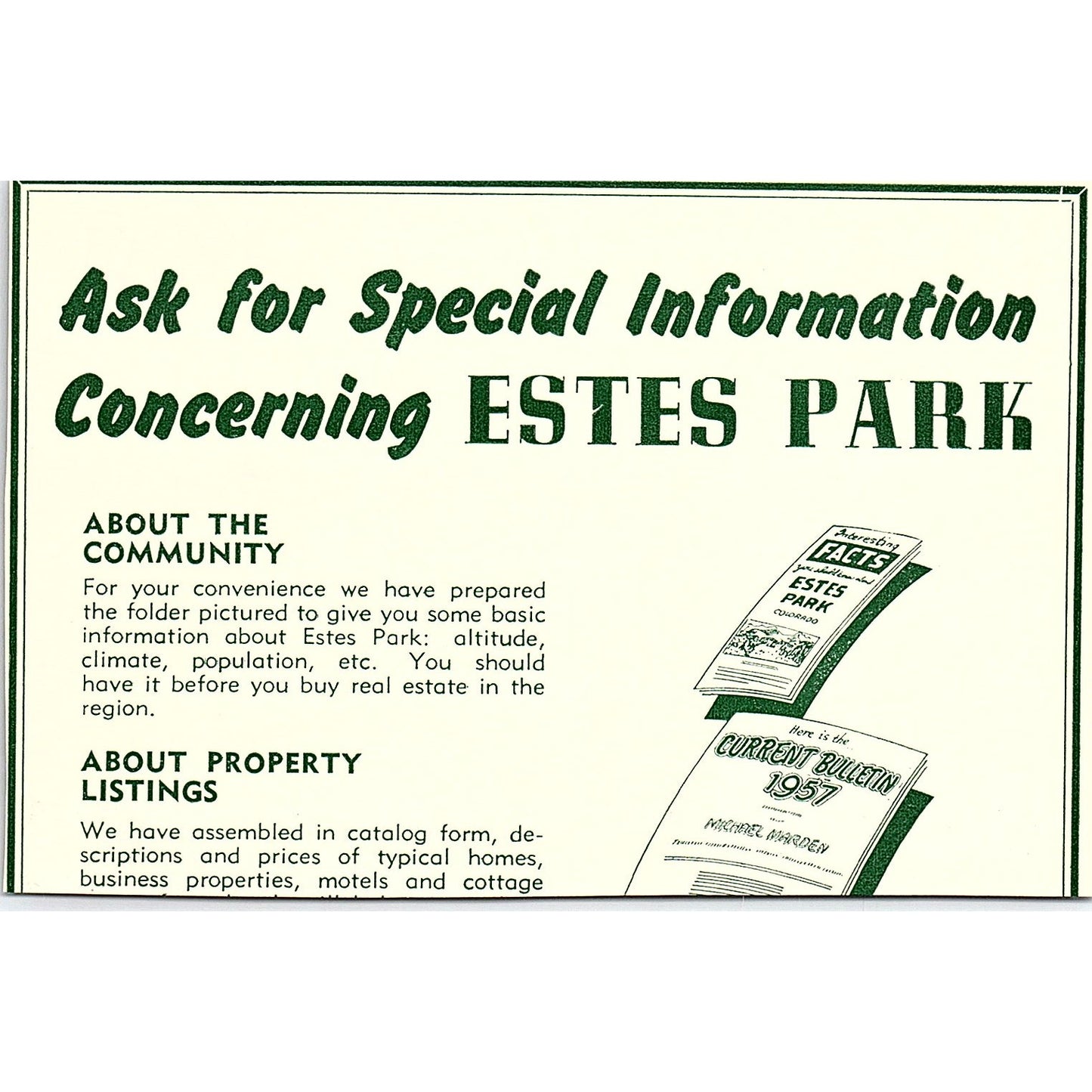 Holiday House at the Stanley Hotel 1957 Estes Park CO Ad AG4-H1