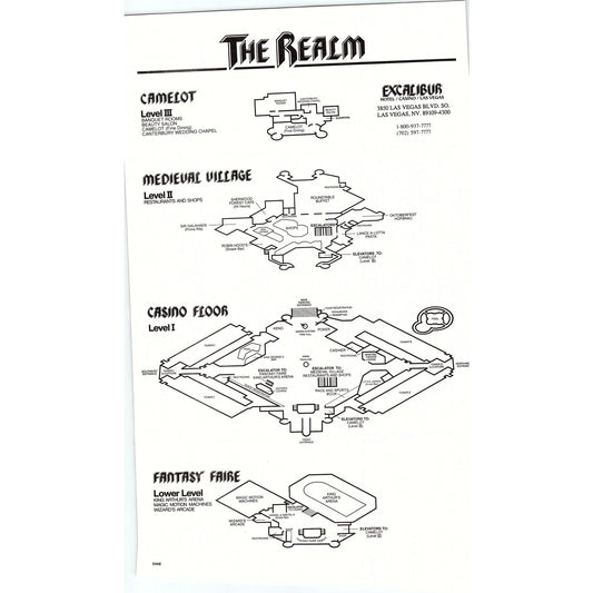 The Realm - Map of Excalibur Hotel Las Vegas Vtg Tourist Travel Leaflet TH2-TB1