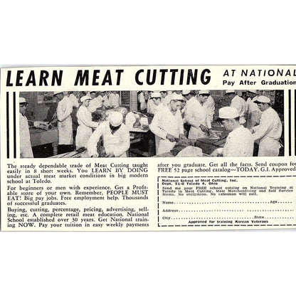 National School of Meat Cutting Toledo Ohio 1955 Ad AF9-6