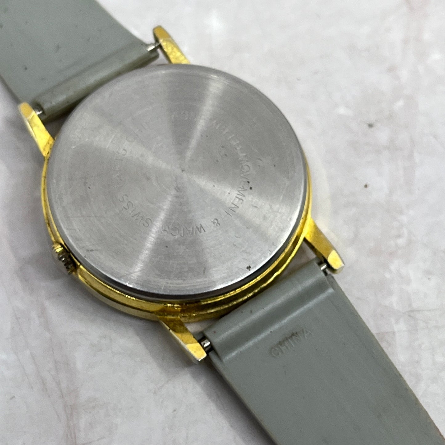 Vtg Cat Watch Rotating Mouse Meow Brand Gold-Tone Face Gray Band UNTESTED SF4