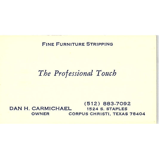 Fine Furniture Stripping Dan Carmichael Corpus Christi TX Business Card SF3-B2
