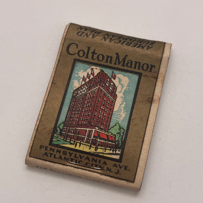 Colton Manor Hotel Atlantic CIty NJ Vintage Matchbook Cover TB8-MB2-4