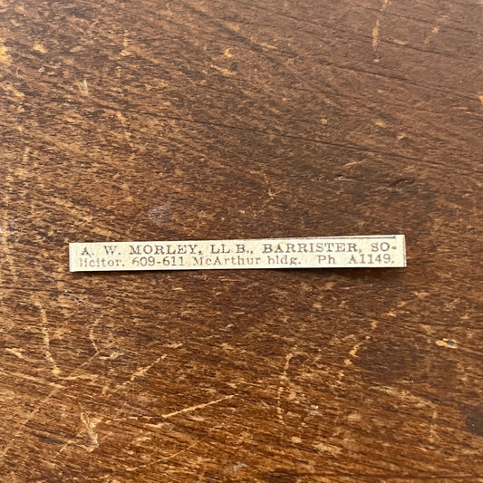 AW. Morley LL.B. Barrister McArthur Building Winnipeg 1920 Ad AG2-S10