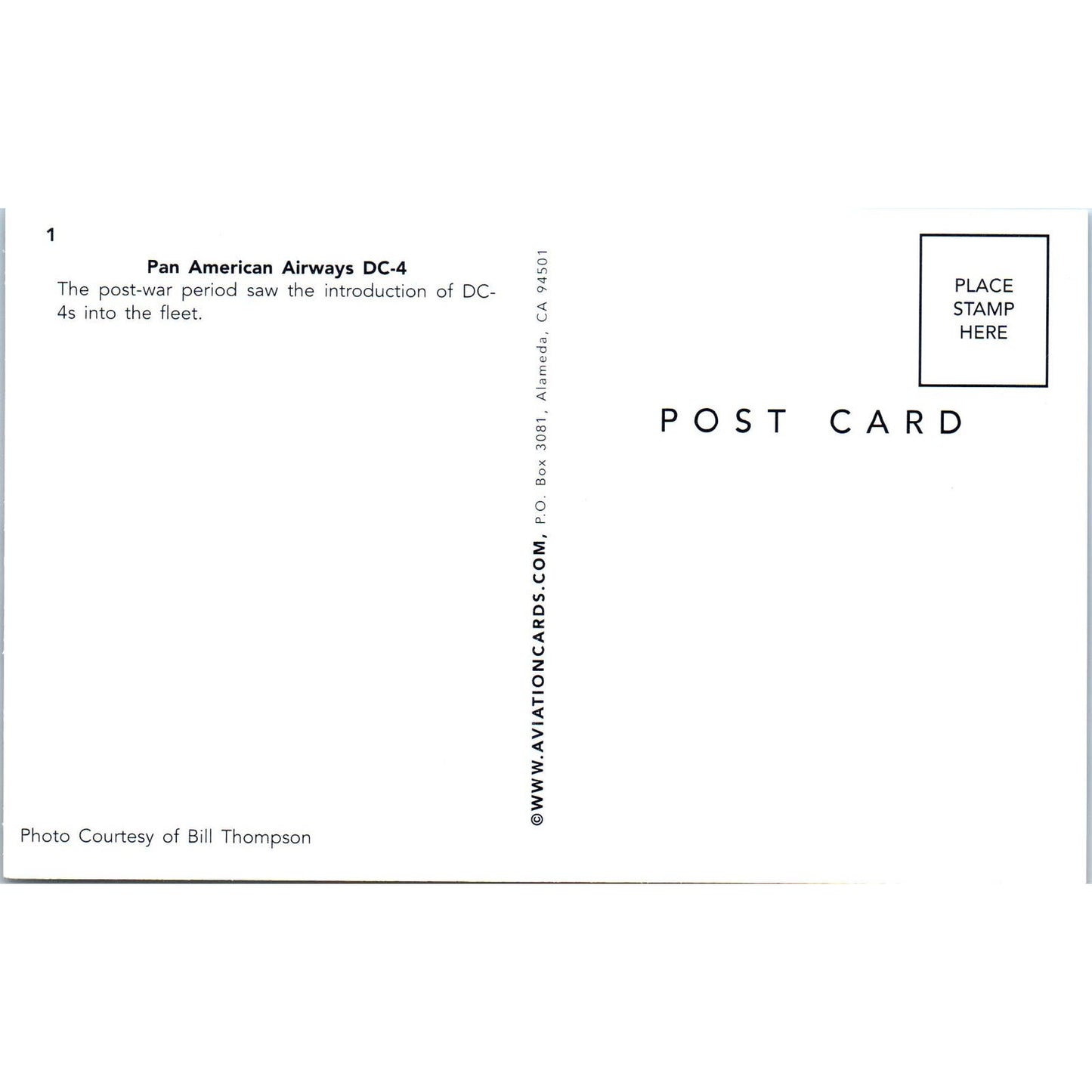 Pan American Airways DC-4 Vintage Postcard PC18