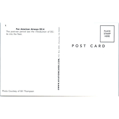 Pan American Airways DC-4 Vintage Postcard PC18