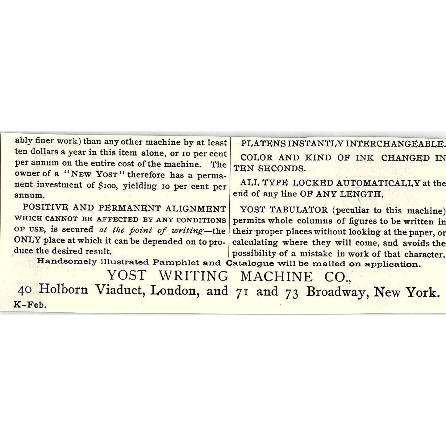 National Typewriter Exchange Caligraph Hammond Remington Chicago 1892 Ad AG2-H5