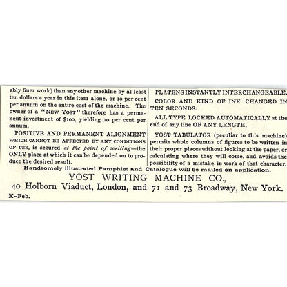 National Typewriter Exchange Caligraph Hammond Remington Chicago 1892 Ad AG2-H5