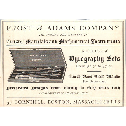 Frost & Adams Company Pyrography Sets Boston c1905 Victorian Ad AE9-MA3