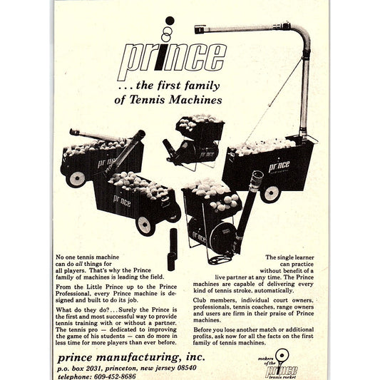 Prince Tennis Machines Princeton NJ 1977 Ad AF3-M1