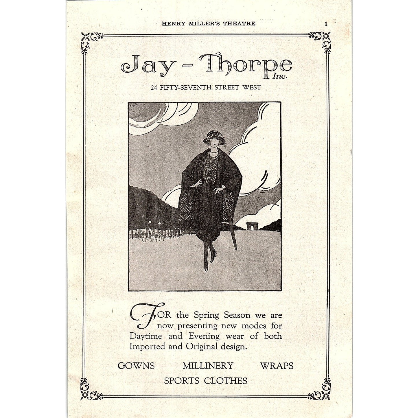 Jay - Thorpe Inc Millinery 24 Fifty-Seventh Street West New York 1921 Ad AF3-10