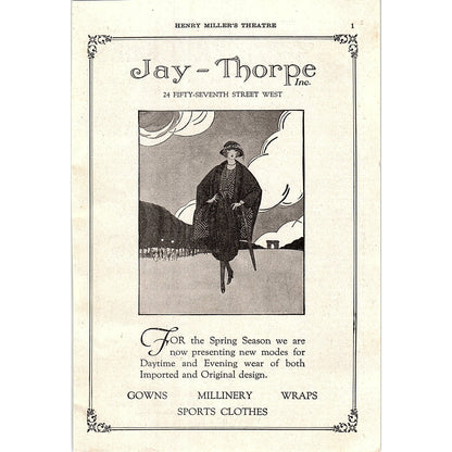 Jay - Thorpe Inc Millinery 24 Fifty-Seventh Street West New York 1921 Ad AF3-10