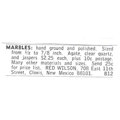 Red Wilson Marbles Clovis New Mexico 1972 Ad AF8-S19