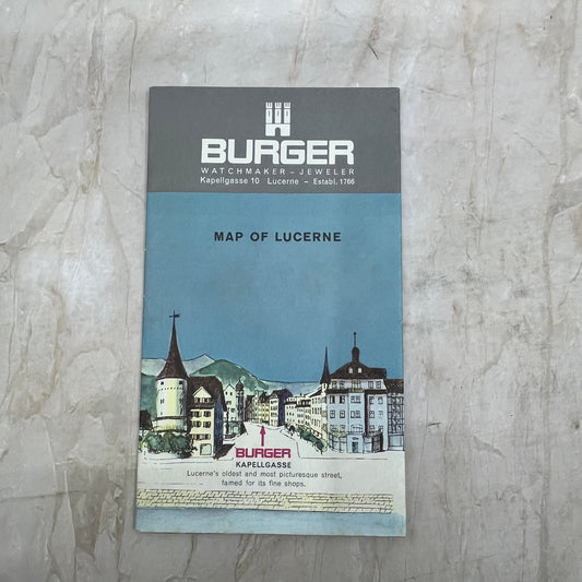 Vintage Burger Watchmaker Fold Out Map of Lucerne AE3