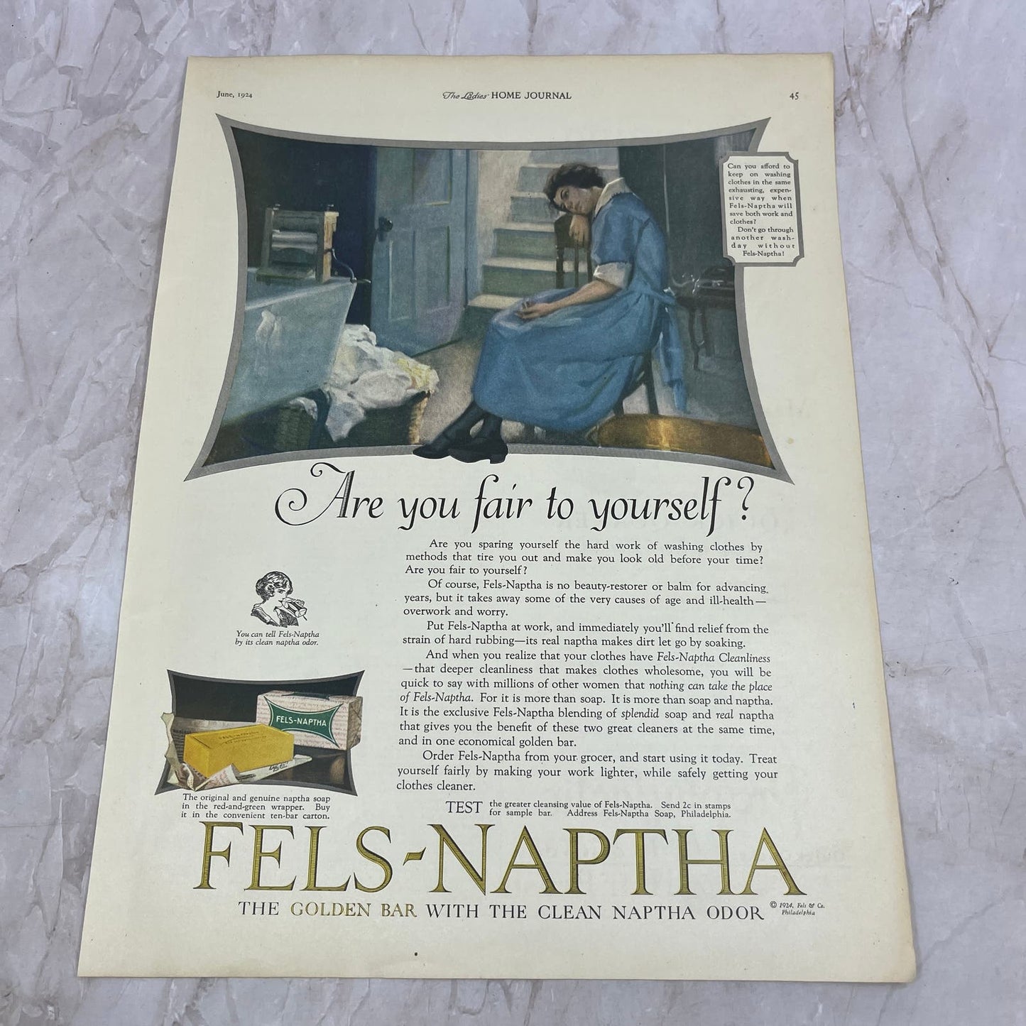 Fels-Naptha Soap - Are You Fair to Yourself? 1924 Magazine Ad FL6-11