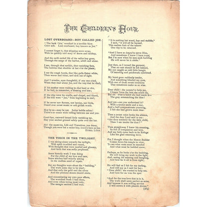 The Children's Hour - Children's Poems 15 Pages 1884 Perfect Jewels TA5-CJ-6