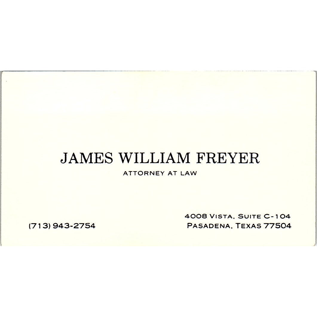 James William Freyer Attorney Pasadena Vintage Business Card SE3-B12