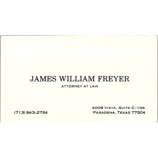 James William Freyer Attorney Pasadena Vintage Business Card SE3-B12