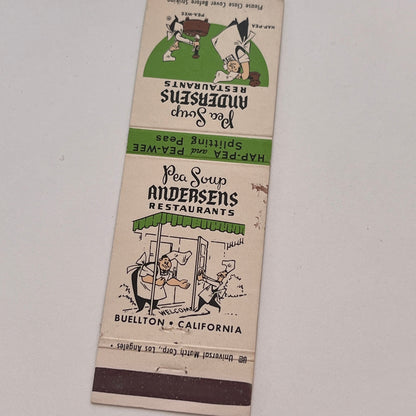 Andersen's Pea Soup Restaurants Buellton CA Vintage Matchbook Cover TB6-MB2-3