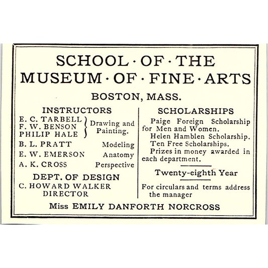 School of Museum of Fine Arts Boston E.C. Tarbell C. Howard Walker 1904 Ad AF5-6