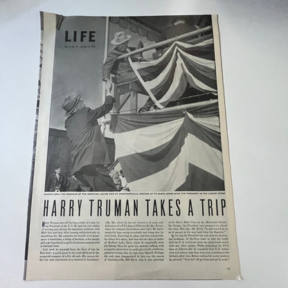 1945 Harry Truman Takes a Trip 3 Pages 1940s WWII Era Article V30-1