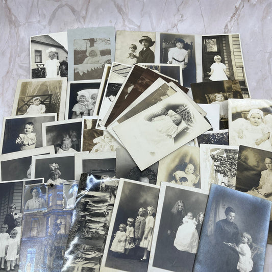 Huge Lot of Antique Early 1900s RPPC Postcards Mostly Children Portraits TI9