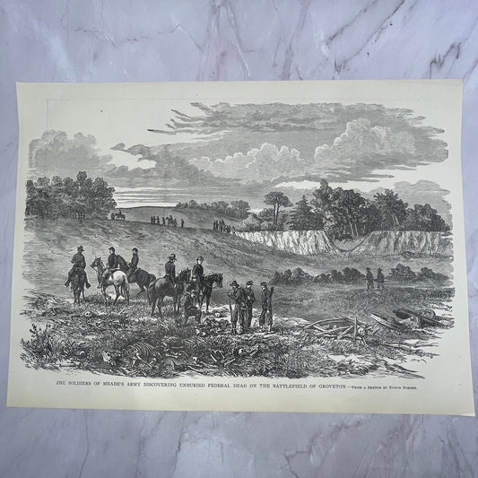 Meade's Army Battle of Groveton, Battle of Fredericksburg 1890s Engraving V14-6