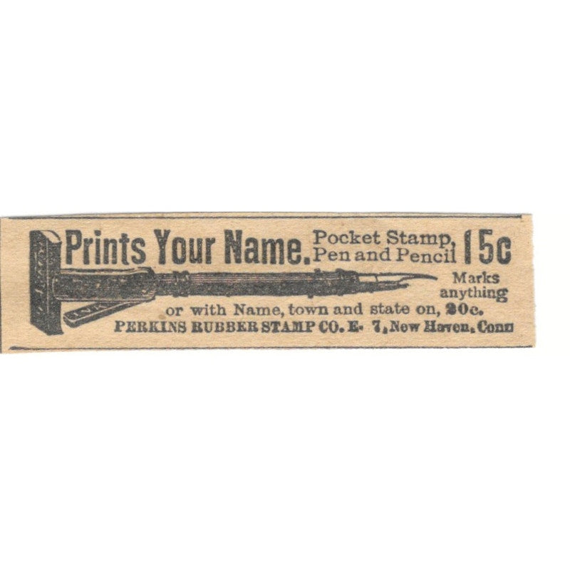 Pocket Stamp Perkins Rubber Stamp Co New Haven CT 1910 Magazine Ad AF1-SS6