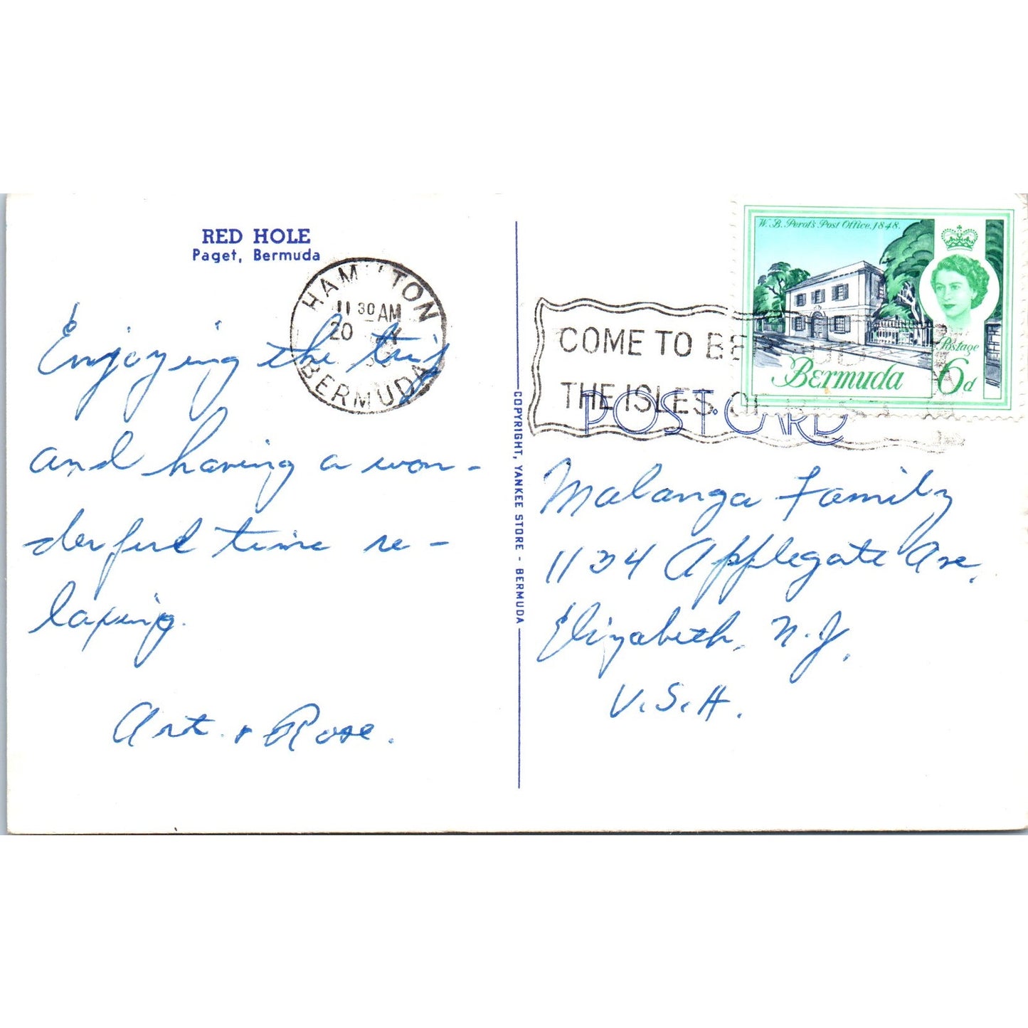 Red Hole Paget Bermuda Vintage Postcard PE3