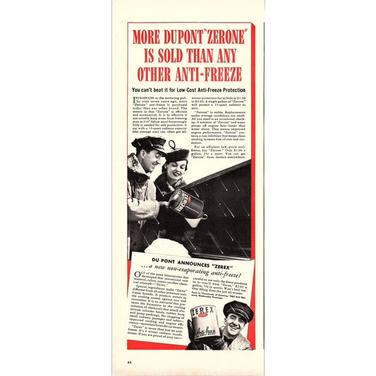 Dupont Zerone Zerex Anti-Freeze 1940 Ad V14-8