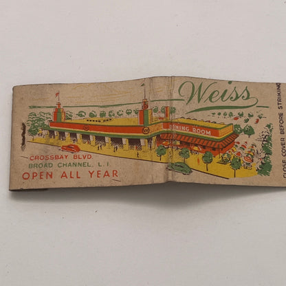 Weiss Crossbay Blvd Broad Channel Vintage Matchbook Cover TB8-MB2-6
