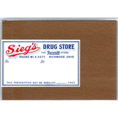 Sieg's Rexall Drug Store Richwood Ohio Antique Apothecary Label TH2-AL