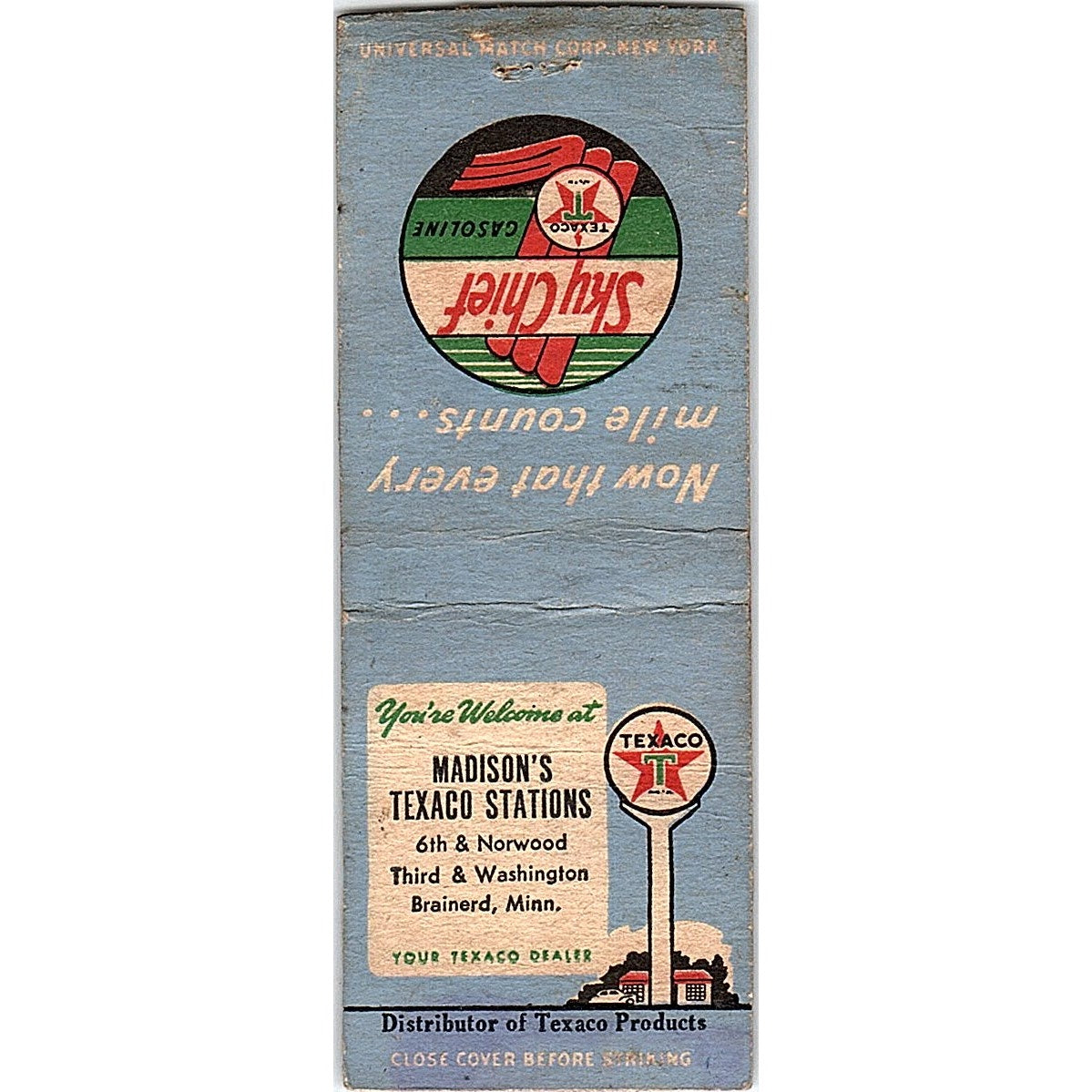 Madison's Texaco Stations Brainerd MN Vintage Matchbook Cover SE5-Y2