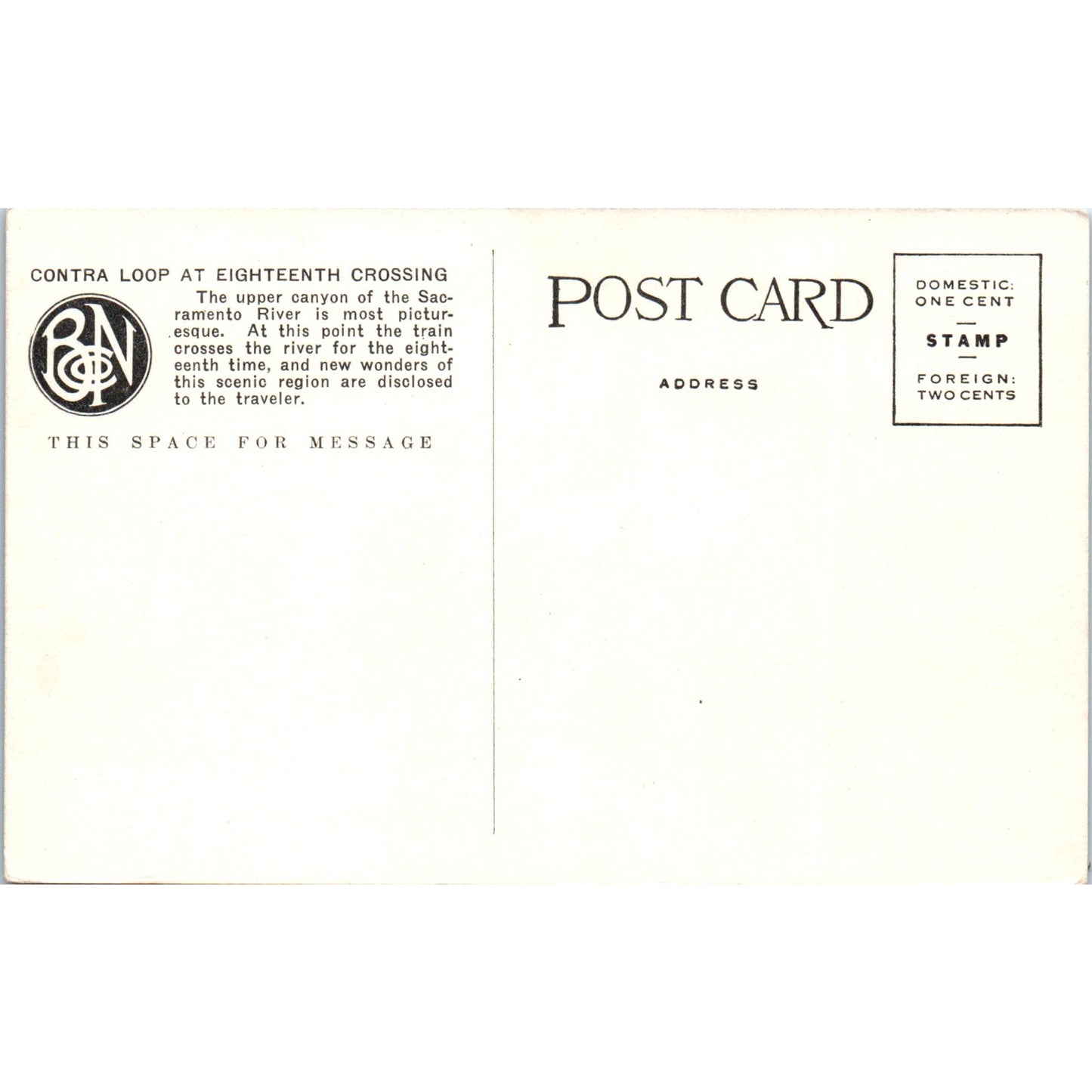 Cantara Loop at 18th Crossing of Sacramento River Shasta Route Postcard AF2-A4