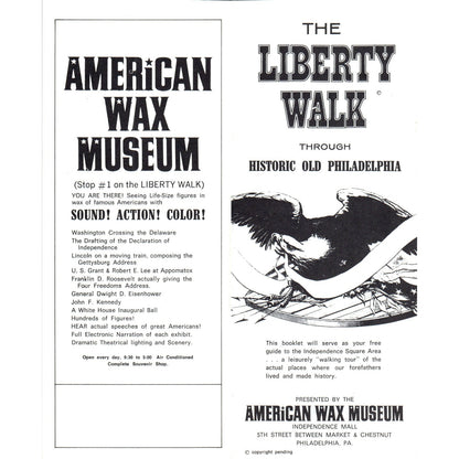 1970s American Wax Museum Liberty Walk Through Old Philadelphia Brochure TF4-BB