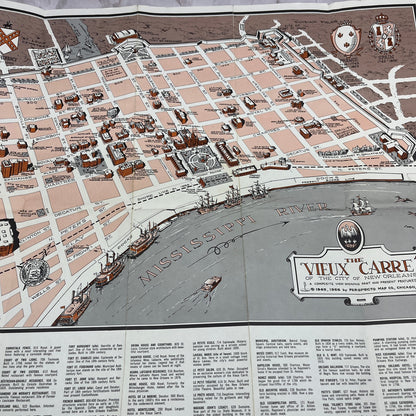 1966 Picture Map of the New Orleans French Quarter Fold Out TH9-TM1