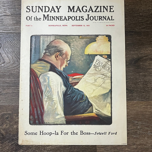 1915 Sunday Magazine Minneapolis Journal COVER Hoop-La for the Boss 10x14 V10