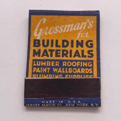Bird's Asphalt Shingles, Grossman's Building Materials Matchbook Cover TB8-MB2-8