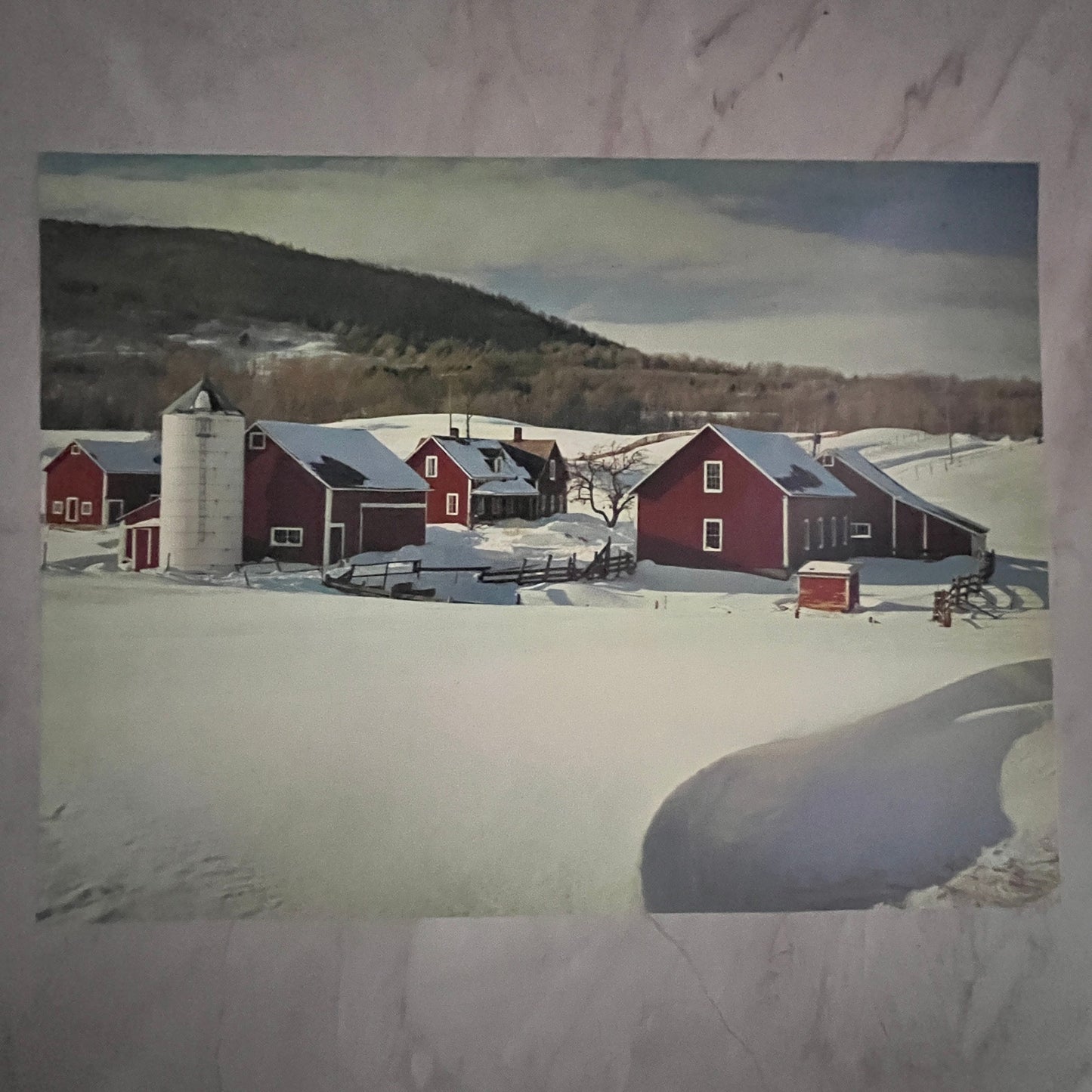Hilltop View of Vermont Winter Read Farmstead 12x16" Art Print FL1