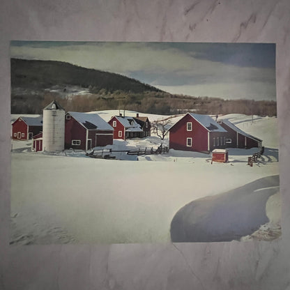 Hilltop View of Vermont Winter Read Farmstead 12x16" Art Print FL1