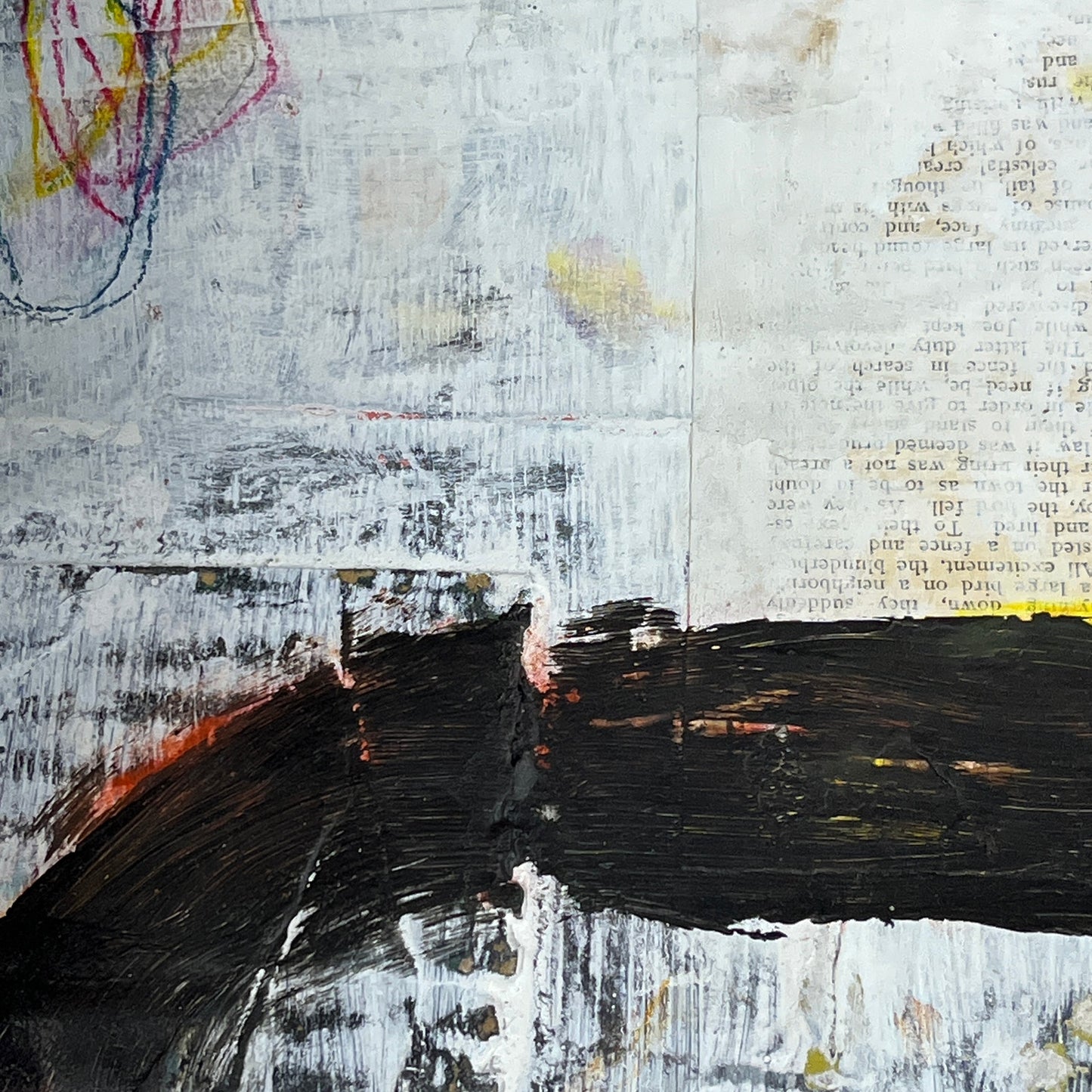 Original Grunge Minimalist Modern Art Collage Painting 8.5x11 "Nodus" Signed