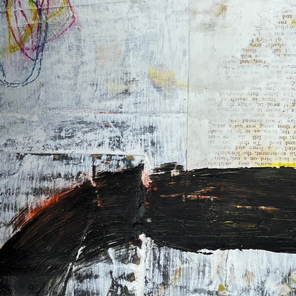 Original Grunge Minimalist Modern Art Collage Painting 8.5x11 "Nodus" Signed