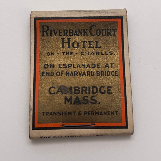 Riverbank Court Hotel Cambridge MA Vintage Matchbook Cover TB8-MB-2