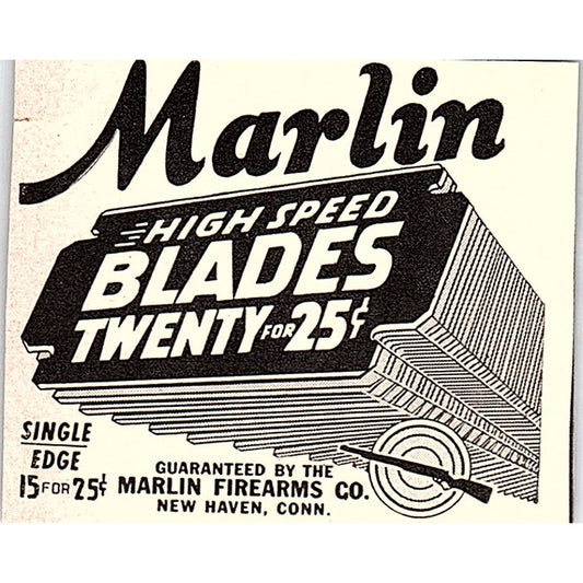 Marlin Firearms Co High Speed Razor Blades New Haven CT 1940 Ad AF8-M3