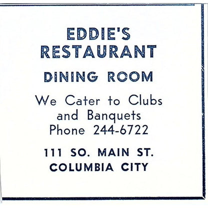 Eddie's Restaurant 111 So Main St Columbia City Indiana 1964 Ad AG1-S12