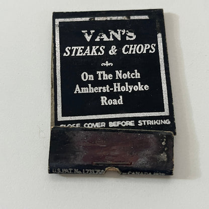 Van's Steaks and Chops On the Notch Amherst-Holyoke Road Matchbook TB8-MB-8